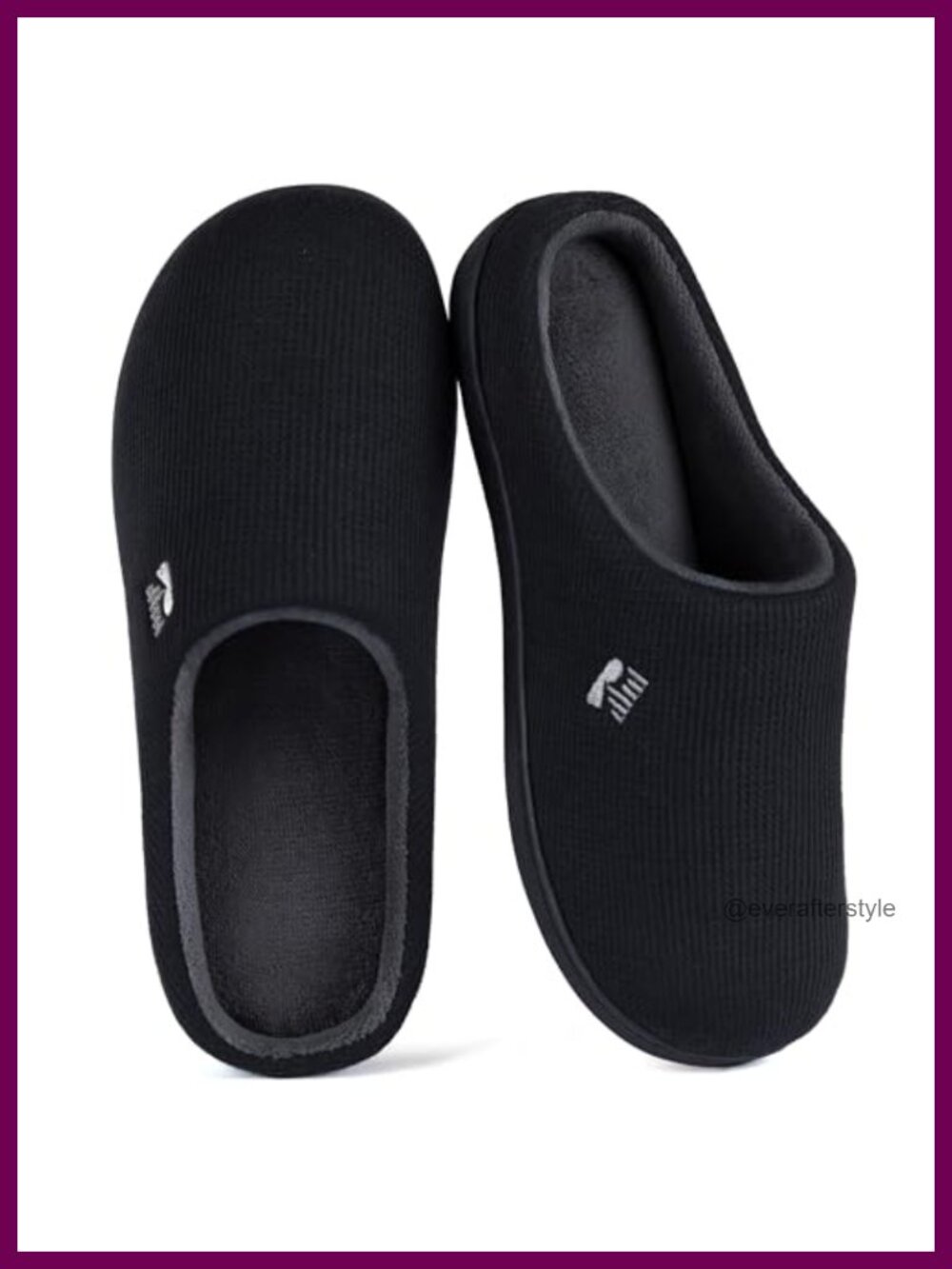 Two-Tone Waffle Knit Memory Foam Slip-On Slippers
